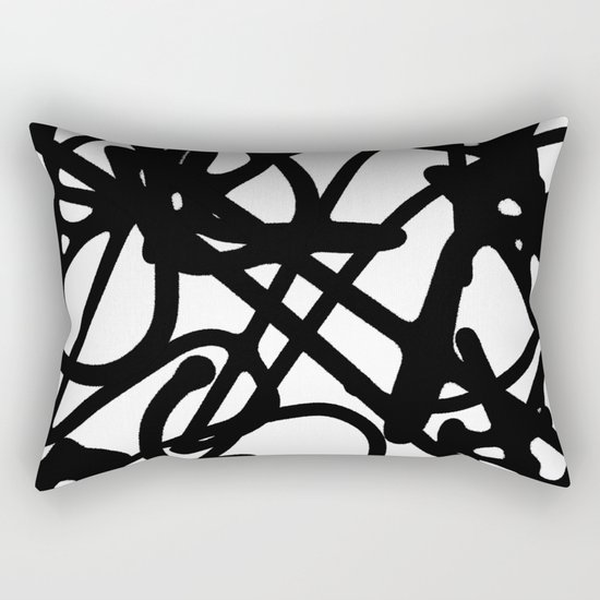 Meaningless - Black and white expressive painting Rectangular Pillow