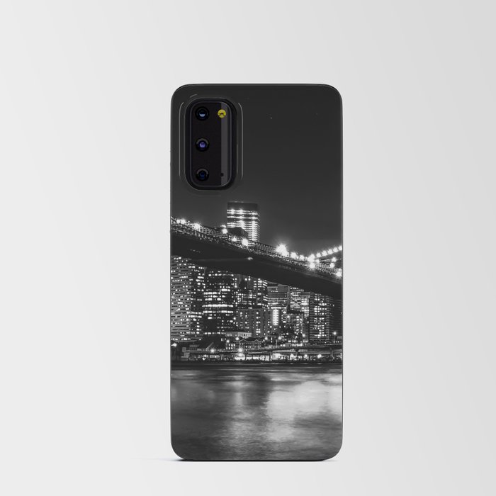 Brooklyn Bridge and Manhattan skyline in New York City black and white Android Card Case