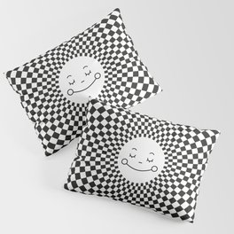 Checkered Black and White Smiley Sun Pillow Sham