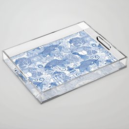 chinoiserie toile blue Acrylic Tray