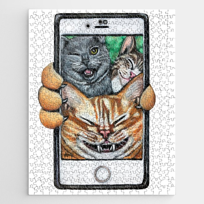 "Selfie Cats" - Cats Cell Phone Jigsaw Puzzle