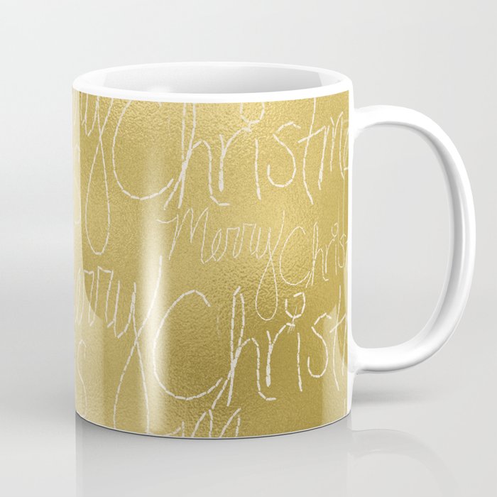 Merry christmas- christmas typography on gold pattern Coffee Mug