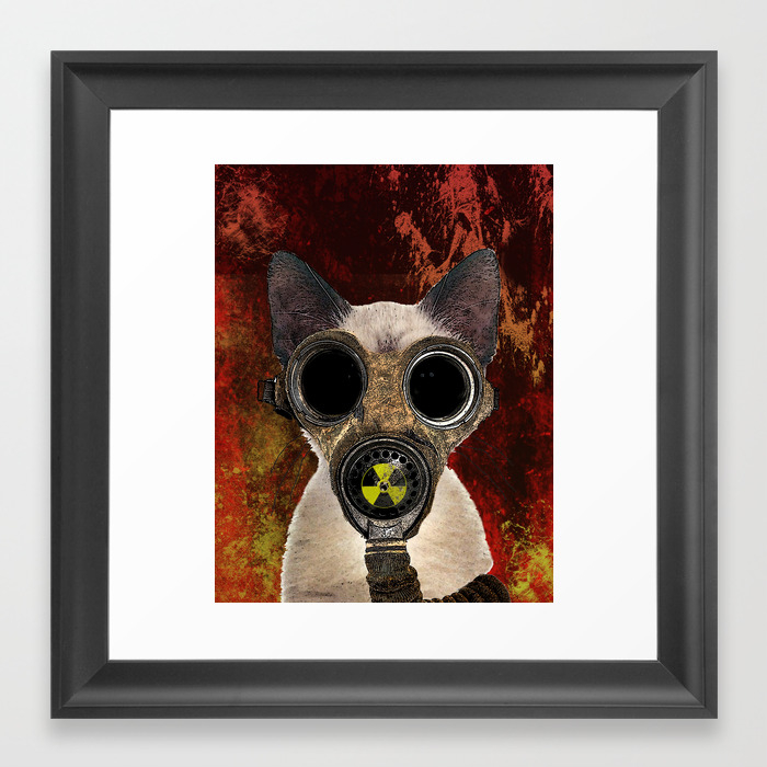 Fallout Kitty Cat In Gasmask Framed Art Print By Collageorama