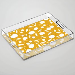 Cherries pattern - yellow ochre Acrylic Tray