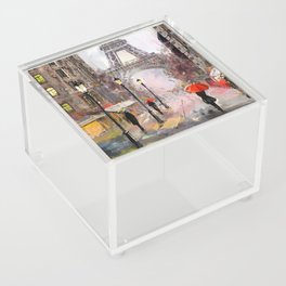 oil painting on canvas, street view of Paris Acrylic Box