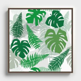 Jungle forest seamless pattern with Philodendron and fern Framed Canvas
