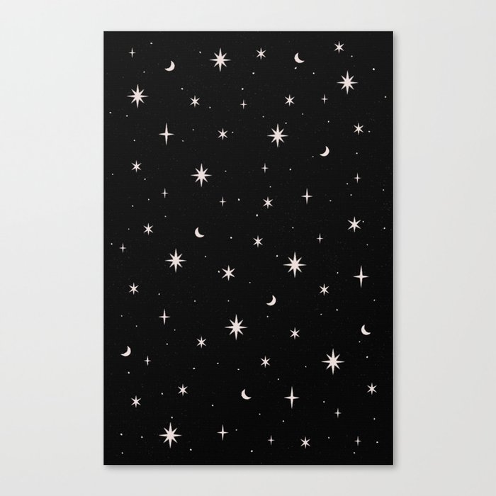 Starry night pattern black night Canvas Print