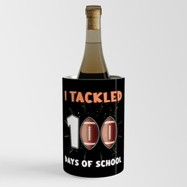 Days Of School 100th Day 100 Ball Tackle Football Wine Chiller