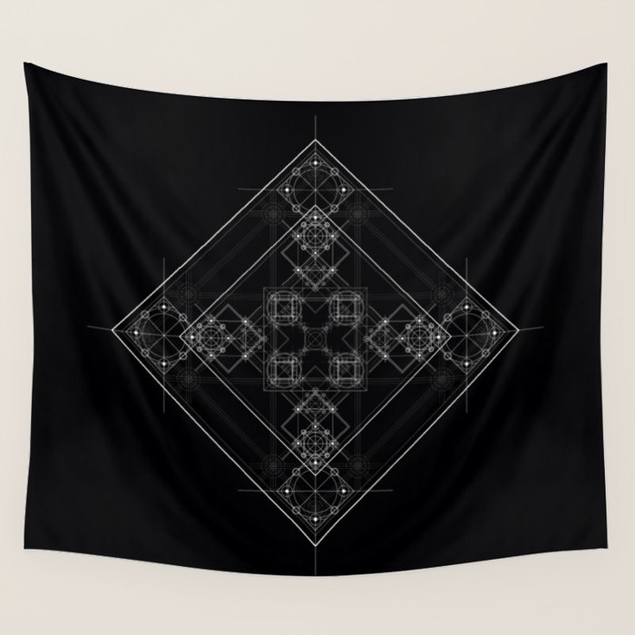 Sacred geometry art, Black and white occult Wall Tapestry ...