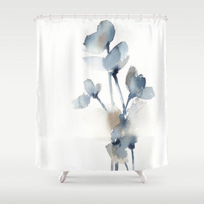 Blue grey florals Shower Curtain
