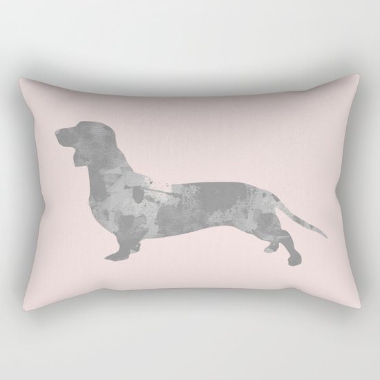 Dachshund pink and black Rectangular Pillow