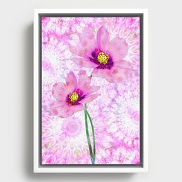 Pink Mandala Cosmos Flower Floral Art  Framed Canvas