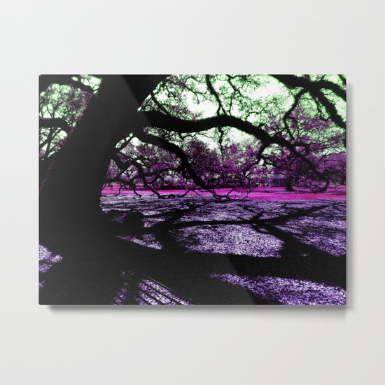 Oak Shadows Pink Metal Print