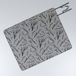 Winter trees in a snowy forest Picnic Blanket