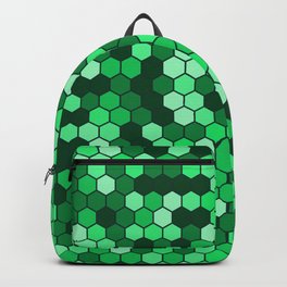 Lime Green & Black Color Hexagon Honeycomb Design Backpack