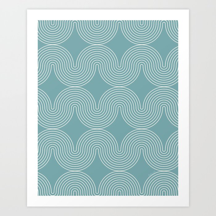 Abstract Arch Pattern, Teal Art Print