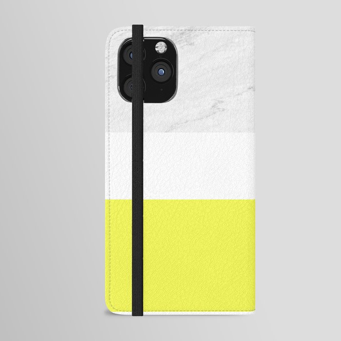 Marble Yellow White Color Block Modern Geometry iPhone Wallet Case