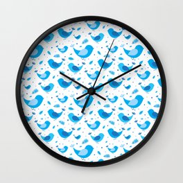 Retro Blue Chicks Wall Clock
