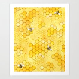 Meant to Bee - Honey Bees Pattern Art Print