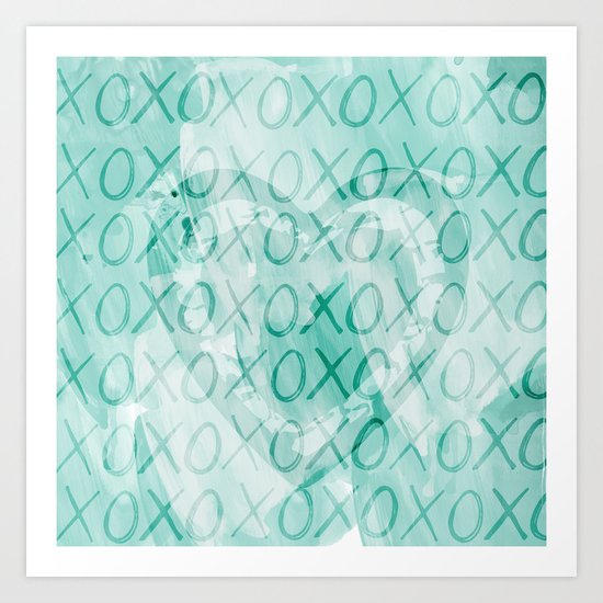 Mint XOXO Heart Art Print