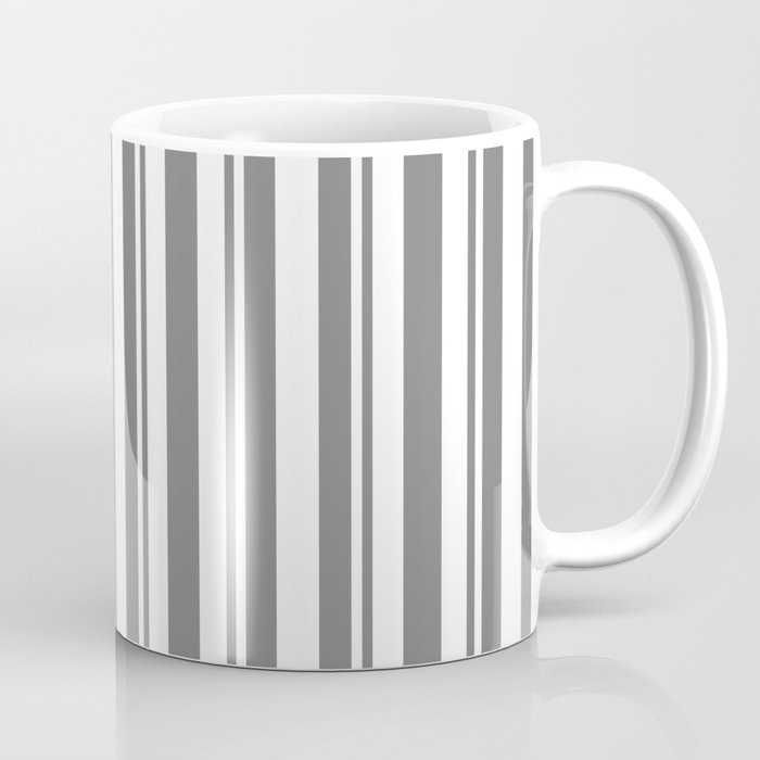 White & Grey Colored Lines Pattern Coffee Mug