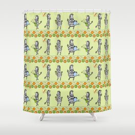 Seamless pattern with different zebras and different fruits Shower Curtain