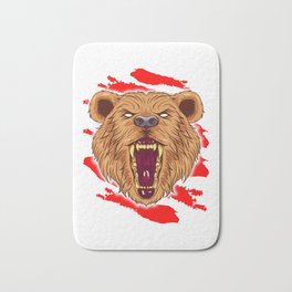 Angry Roaring Bear Design for Wild Animal and Bear Lover Bath Mat | Adventure, Beargift, Giftidea, Bear, Ferociousbear, Drawing, Animal, Attackbear, Giftformom, Animallover 