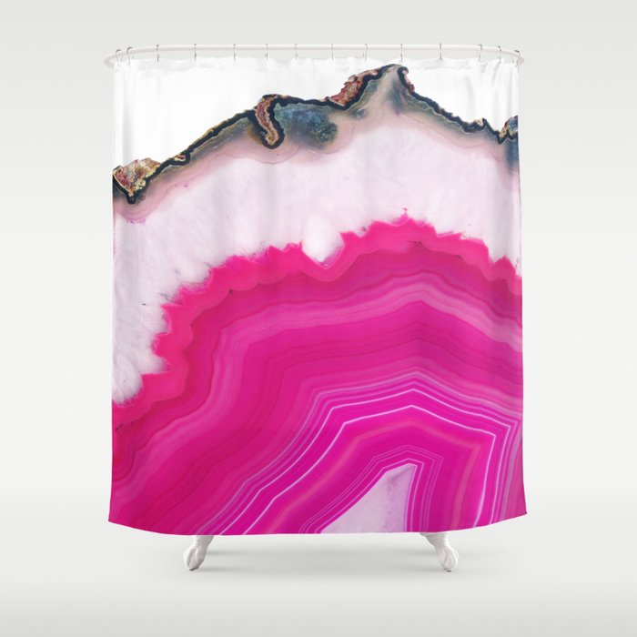 Pink Agate Slice Shower Curtain