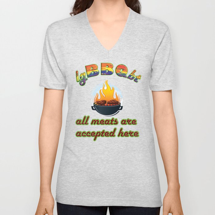 Pride Rainbow Chef LGBTQ BBQ Queer Homosexual Gay & Lesbian Barbeque  V Neck T Shirt