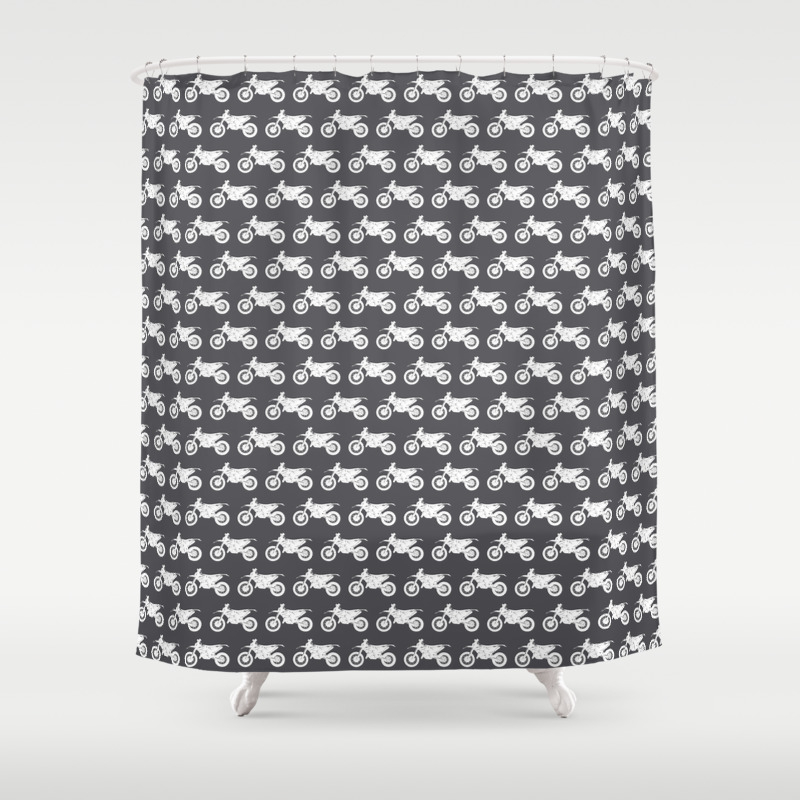 Dirt Bikes Charcoal Grey Shower Curtain By Thinlinetextiles