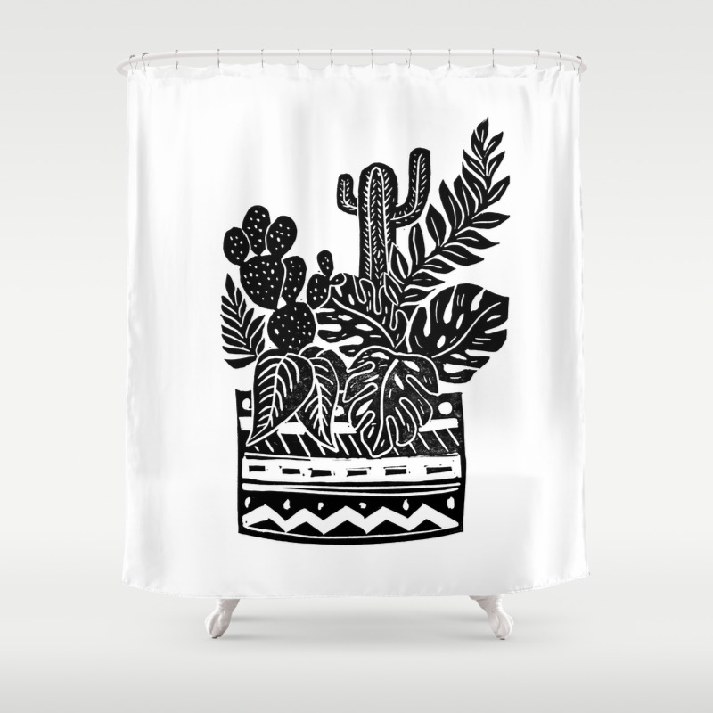 Botanical Pot Block Print Shower Curtain By Beegreen Society6