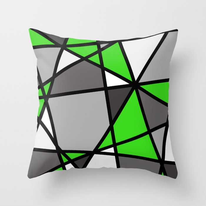 Triangels Geometric Lines green - grey - white Throw Pillow