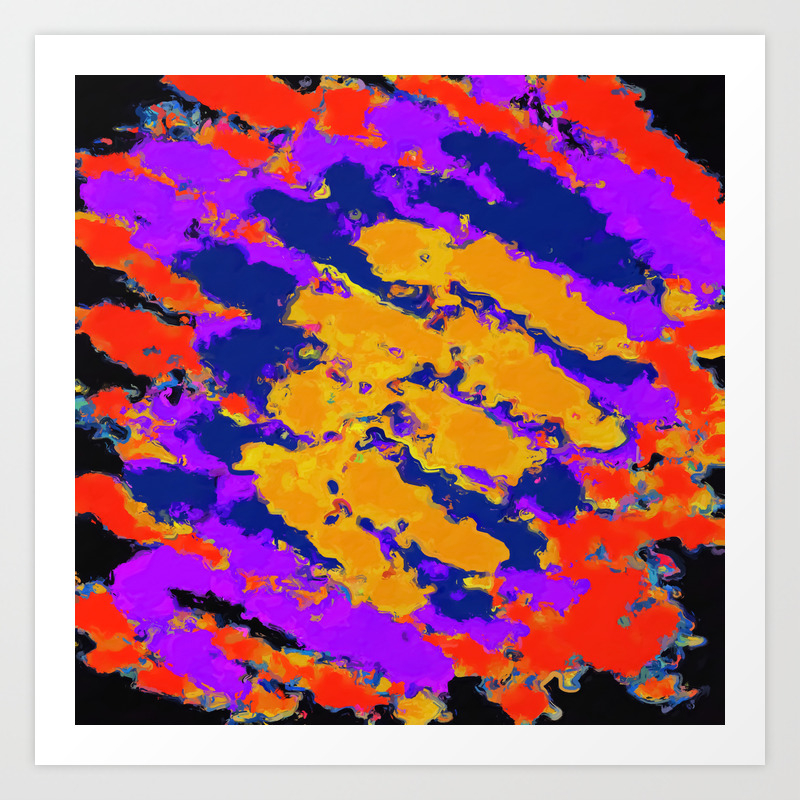 Psychedelic Splash Painting Abstract Texture In Red Purple Blue Yellow Art Print By Timla Society6