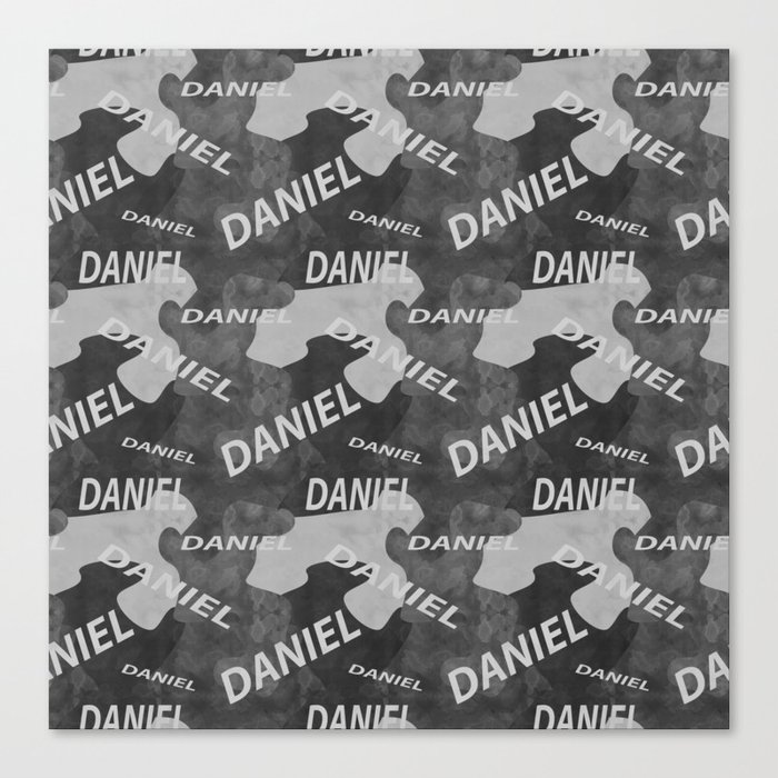 Daniel pattern in gray colors and watercolor texture Canvas Print
