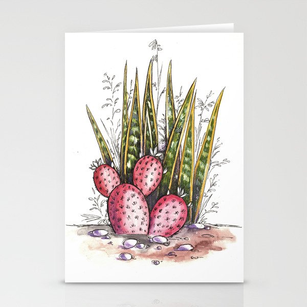 Cactuses world 1 by Olha Chubay Stationery Cards