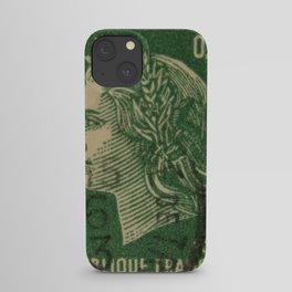 Vintage Green French Stamp iPhone Case