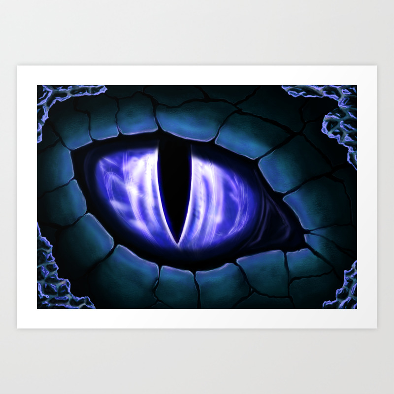 Blue Dragon Eye Fantasy Painting Colorful Digital Illustration Art
