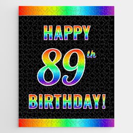 [ Thumbnail: Fun, Colorful, Rainbow Spectrum “HAPPY 89th BIRTHDAY!” Jigsaw Puzzle ]
