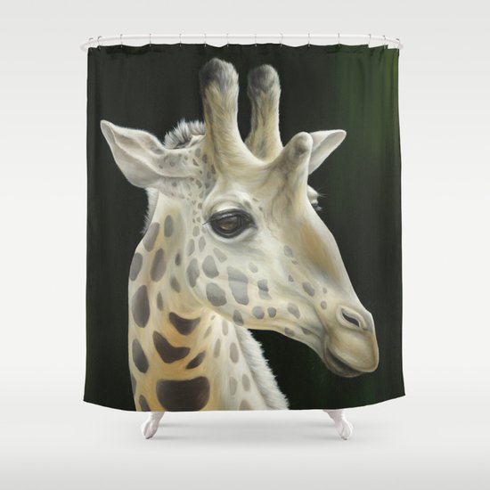 Giraffe Realistic Painting | Animal | Wildlife Art | Nursery Art | Cottage Decor | Home decor Shower Curtain