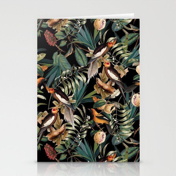 Floral and Birds Vintage Garden Night Stationery Cards