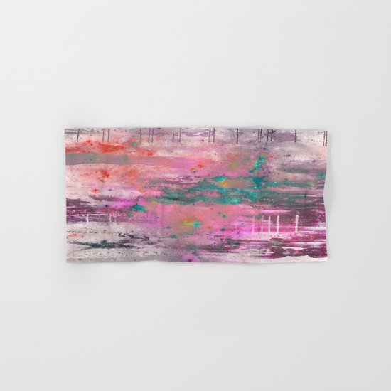 Mystical! - Abstract, pink, purple, red, blue, black and white painting Hand & Bath Towel