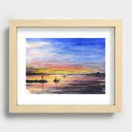 Beautiful Sunset Watercolor Painting Recessed Framed Print