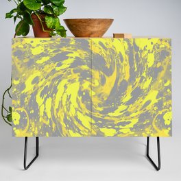 Trendy Yellow and Grey Pattern Design Credenza