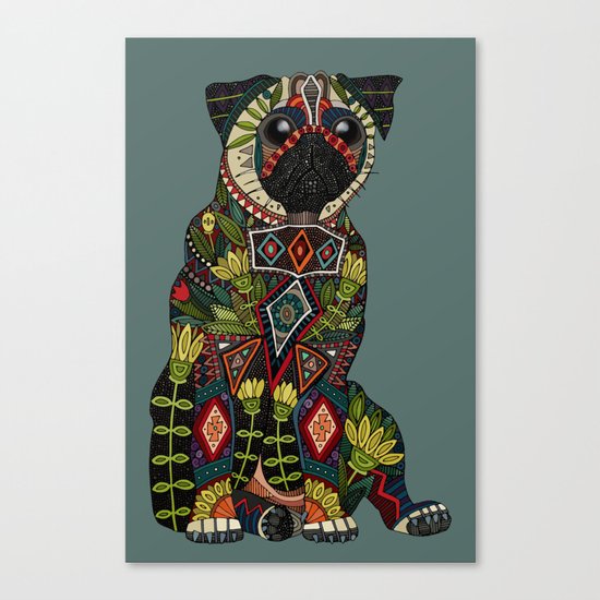 pug love juniper Canvas Print