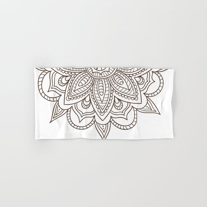 Half Circle Mandala Black And White Hand Bath Towel By