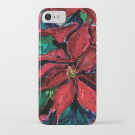 Red Christmas Flower Poinsettia floral painting watercolor iPhone Case