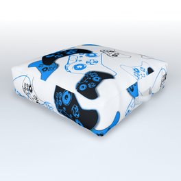 Video Game White and Blue Outdoor Floor Cushion