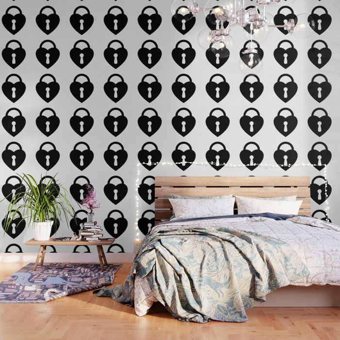 Locked Heart - black Wallpaper by XOOXOO | Society6