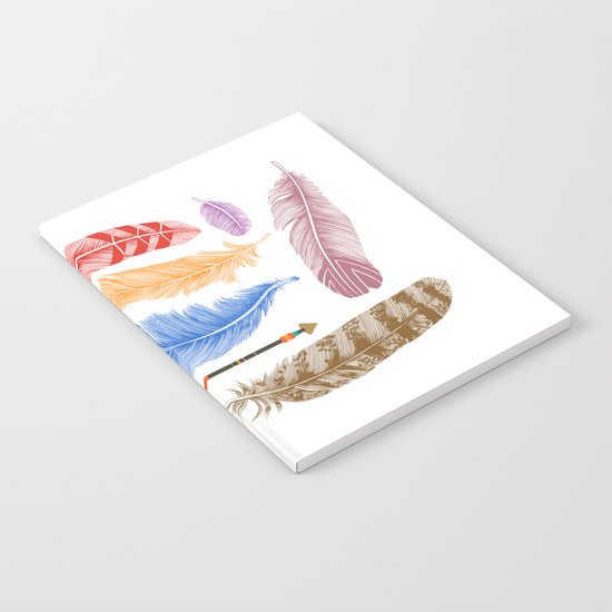 Feathers on White Notebook