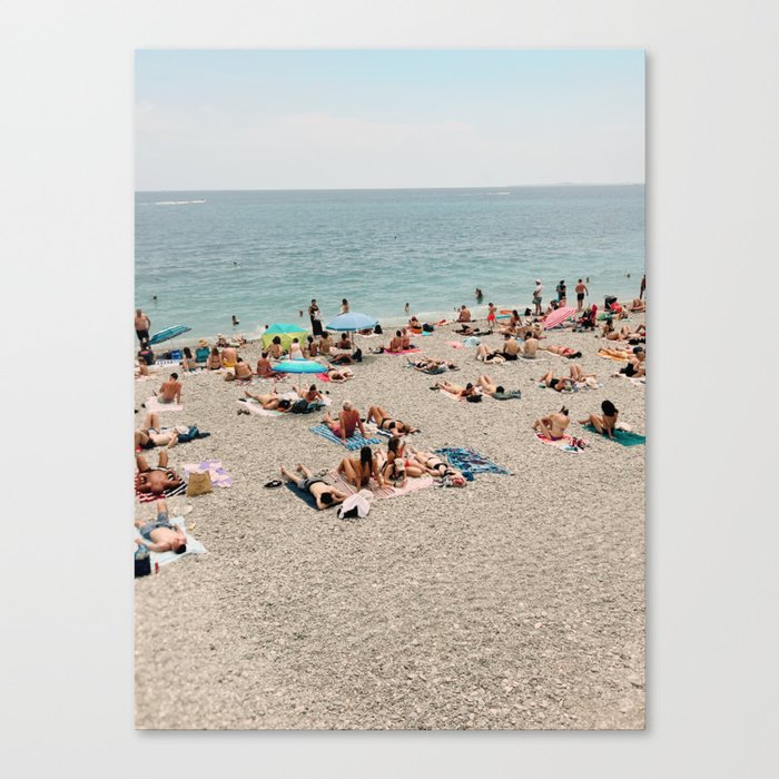 Azure Tranquility: Beachfront Beauty in Nice, France - Coastal Wall Art Canvas Print